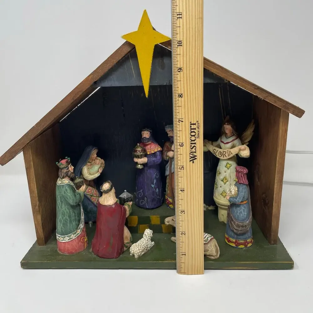 Christmas Manger Nativity set Lights Up Holiday Center Piece